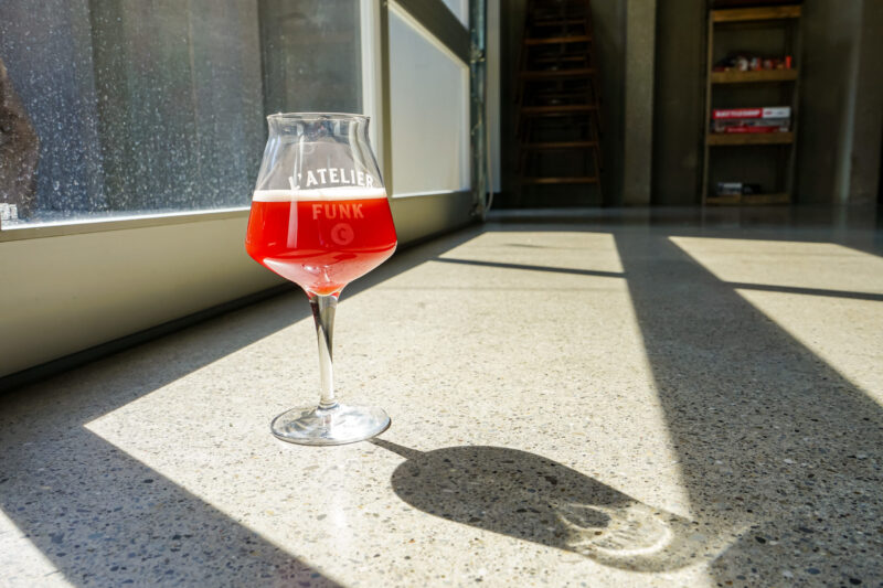 Raspberry Galette in glass by sunny window