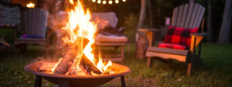Patio campfire and patio chairs